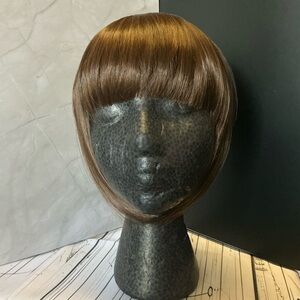 Women’s clip in bang extensions , flat curved fringe bang clip in .